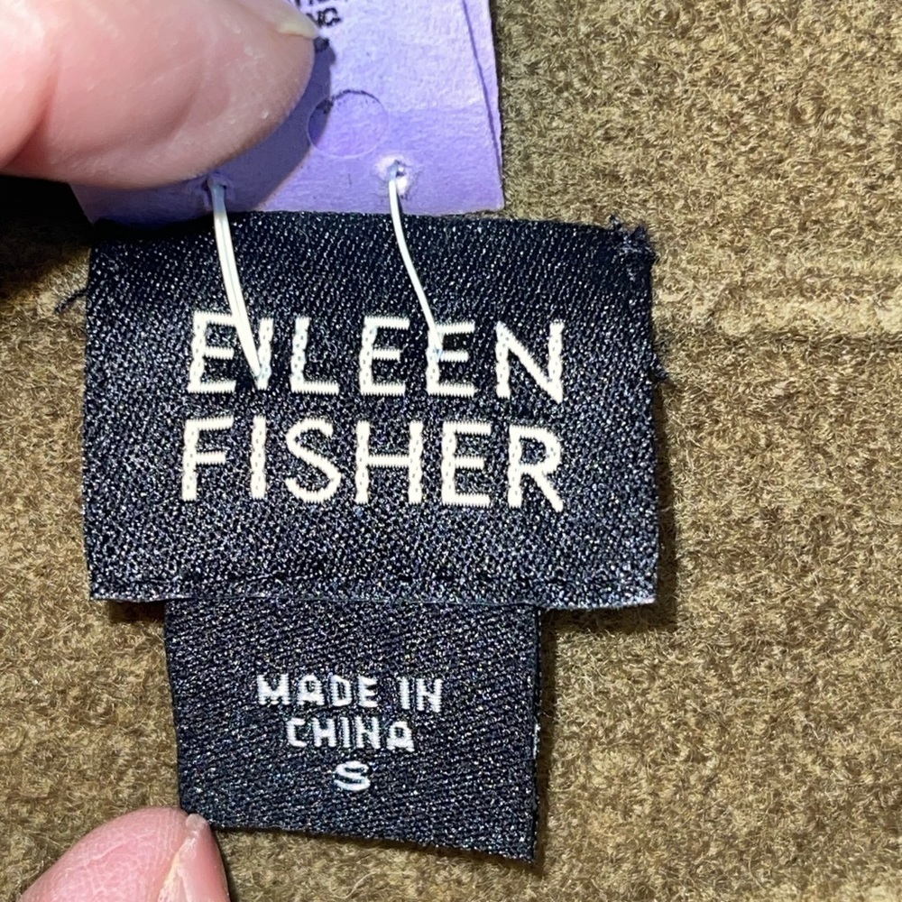 Eileen Fischer wool open jacket with scarf. Size small EUC color Olive Green - Picture 8 of 8